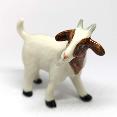 Ceramic White Goat Figurine Craft Collectible Miniature Country Farm Animals