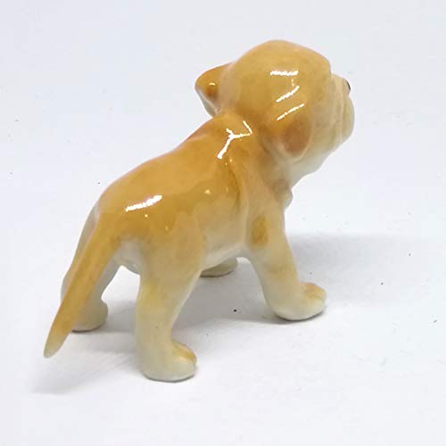 Cute Pitbull Dog Figurine Brown Ceramic Animals Hand Painted Home Decor