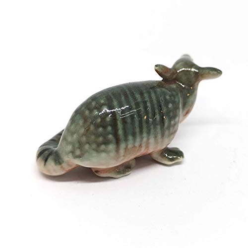 Tiny Ceramic Armadillo Figurine Craft Miniature Collectible Porcelain Animal Zoo