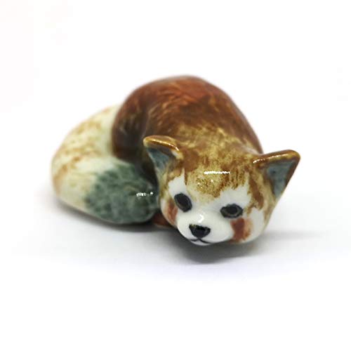 ZOOCRAFT Ceramic Red Panda Figurine Animal Craft Miniature Collectible Porcelain DIY Gift