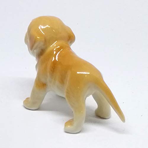 Cute Pitbull Dog Figurine Brown Ceramic Animals Hand Painted Home Decor