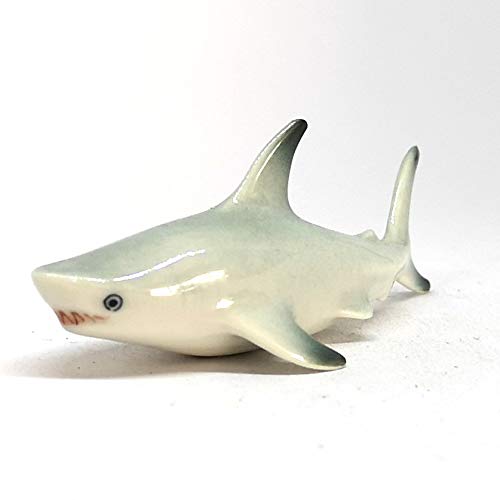 Shark Figurine Ceramic Fish Hand Paint Miniature Craft Collectible
