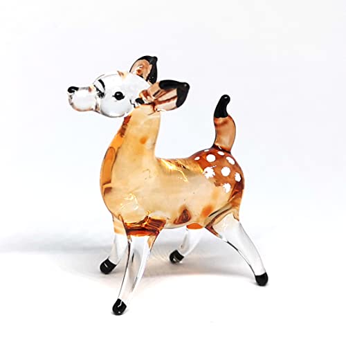 Glass Deer Figurines Collectible Hand Blown Safari Miniature Animals Gift Collectibles Brown 0.9 x 2.0 x 2.7 inches