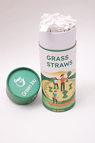 Green Joy Grass Straws - 100% Natural - Eco-friendly - Drinking Tubes - Plastic Free - Compostable - Single-use - Crazy Straws Alternative to Plastic Straws, Paper Straws, Bamboo Straws 100 Packs