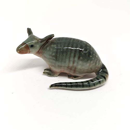 Tiny Ceramic Armadillo Figurine Craft Miniature Collectible Porcelain Animal Zoo