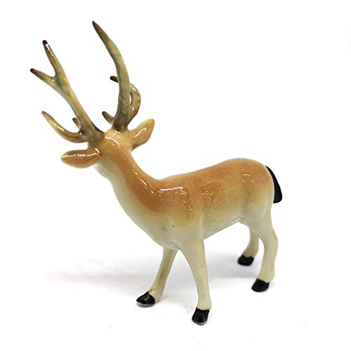 Small Deer Figurine Ceramic Animal Miniature Collectible Terrarium Garden Decor