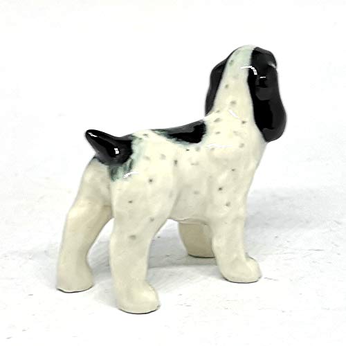 Ceramic Springer Spaniel Dog Figurine Craft Miniatures Collectible Animals