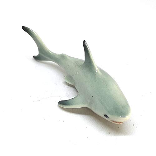 Shark Figurine Ceramic Fish Hand Paint Miniature Craft Collectible