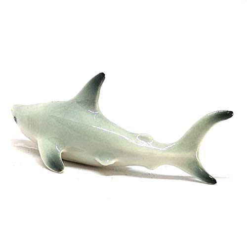 Shark Figurine Ceramic Fish Hand Paint Miniature Craft Collectible