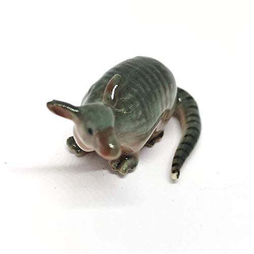 Tiny Ceramic Armadillo Figurine Craft Miniature Collectible Porcelain Animal Zoo