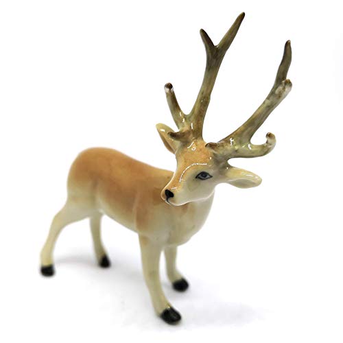 Small Deer Figurine Ceramic Animal Miniature Collectible Terrarium Garden Decor
