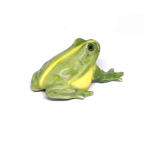 Ceramic Green Frog Figurine Miniatures Craft Collectible Garden Decoration Prop