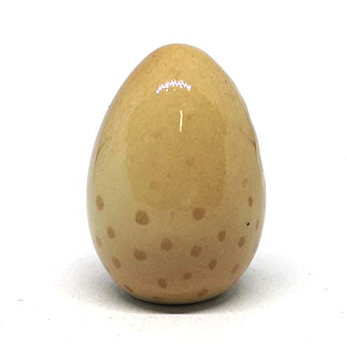 Ceramic Owl in Egg Figurine Brown Hand Painted Collectible Garden Decor Statue