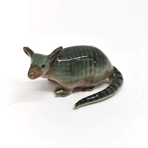 Tiny Ceramic Armadillo Figurine Craft Miniature Collectible Porcelain Animal Zoo