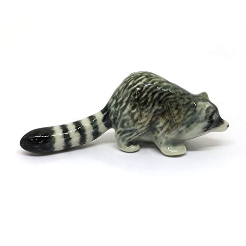Ceramic Raccoon Figurine Wildlife Animal Hand Painted Porcelain Collectible Decor