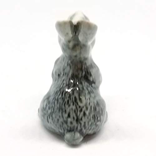Porcelain Rabbit Bunny Figurine Gray Hand Painted Ceramic Miniature Collectible
