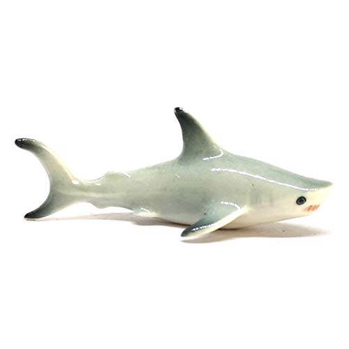 Shark Figurine Ceramic Fish Hand Paint Miniature Craft Collectible