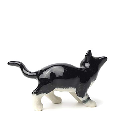 Black Cat Figurine Ceramic Animal Miniature Handcrafted Kitten Gift Decor DIY Craft Design Collectible
