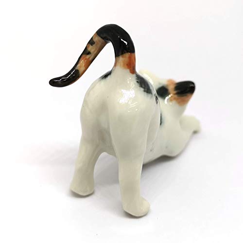Miniature Cat Figurine Collectible Ceramic Cute Dollhouse Hand Painted Porcelain Animal Statue