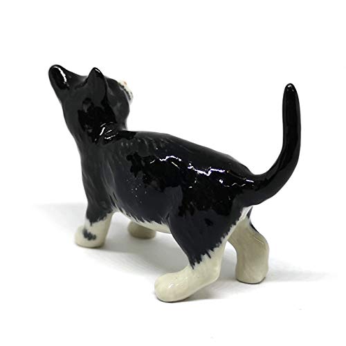 Porcelain Black Cat Figurine Handmade Dollhouse Miniatures Ceramic Pottery