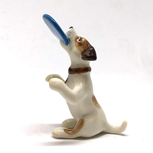 Ceramic Figurine Jack Russell Dog Playing Dollhouse Miniatures Collectibles DIY