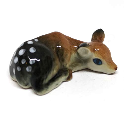 Ceramic Deer Bambi Figurine Craft Miniature Collectible Porcelain Animal Gift
