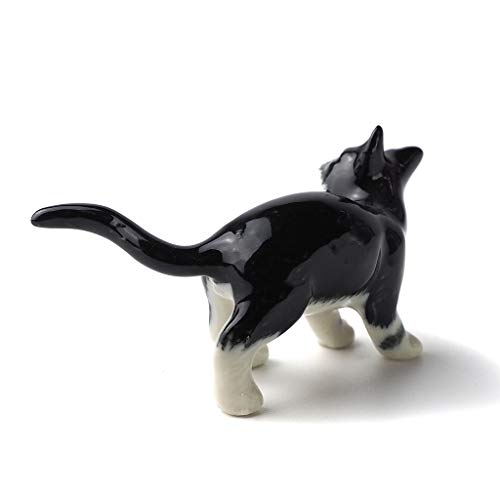 Black Cat Figurine Ceramic Animal Miniature Handcrafted Kitten Gift Decor DIY Craft Design Collectible