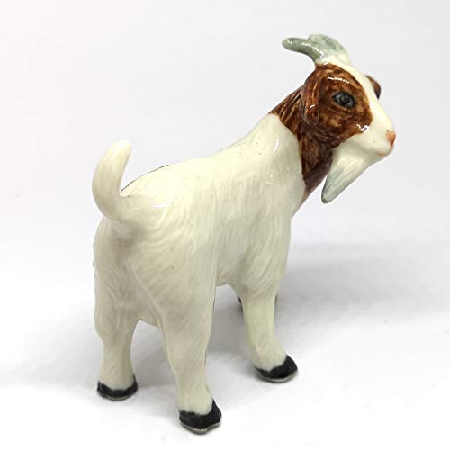 Ceramic White Goat Figurine Craft Collectible Miniature Country Farm Animals