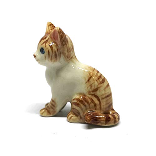Ceramic Siamese Cat Figurine Brown Hand Painted Porcelain Miniature Collectible