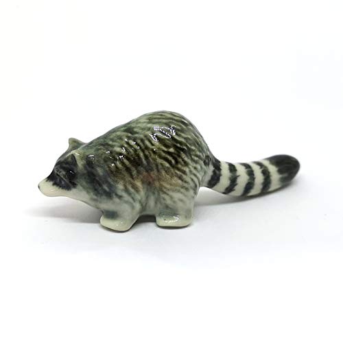 Ceramic Raccoon Figurine Wildlife Animal Hand Painted Porcelain Collectible Decor