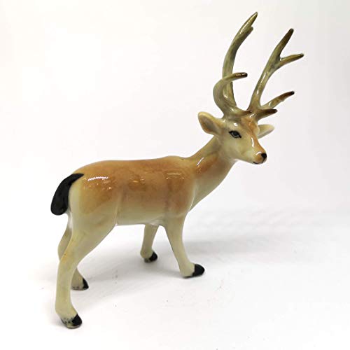 Small Deer Figurine Ceramic Animal Miniature Collectible Terrarium Garden Decor