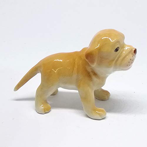 Cute Pitbull Dog Figurine Brown Ceramic Animals Hand Painted Home Decor