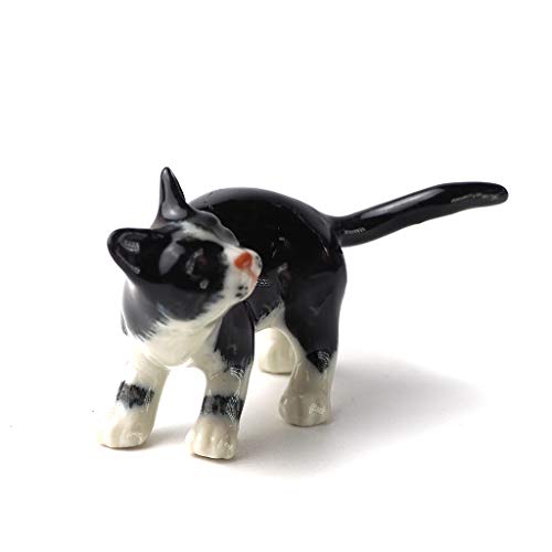 Black Cat Figurine Ceramic Animal Miniature Handcrafted Kitten Gift Decor DIY Craft Design Collectible