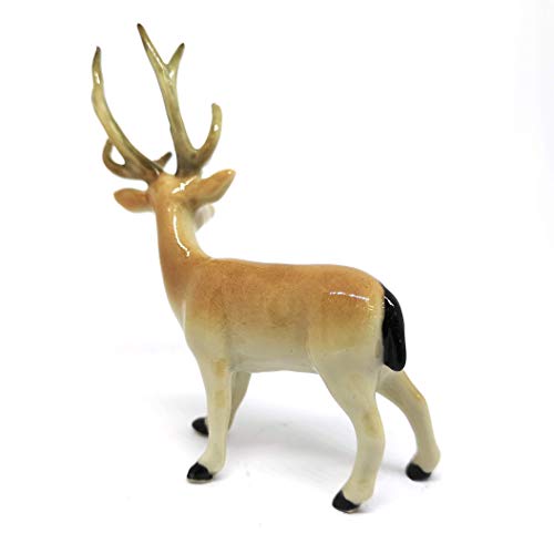 Small Deer Figurine Ceramic Animal Miniature Collectible Terrarium Garden Decor