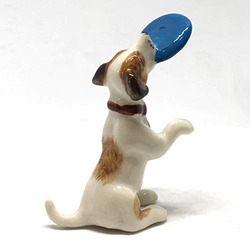 Ceramic Figurine Jack Russell Dog Playing Dollhouse Miniatures Collectibles DIY