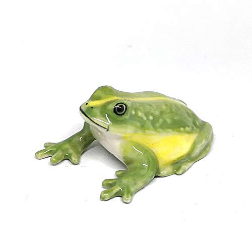 Ceramic Green Frog Figurine Miniatures Craft Collectible Garden Decoration Prop