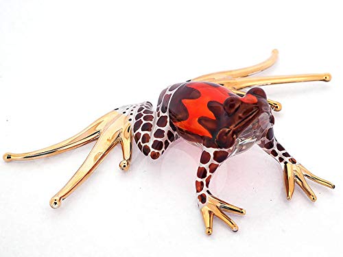 Blown Glass Frog Figurine Brown Dart Hand Painted Animals Collection Miniature Home Garden Decor