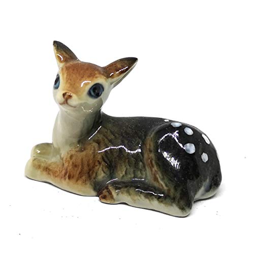 Ceramic Deer Bambi Figurine Craft Miniature Collectible Porcelain Wildlife Animal