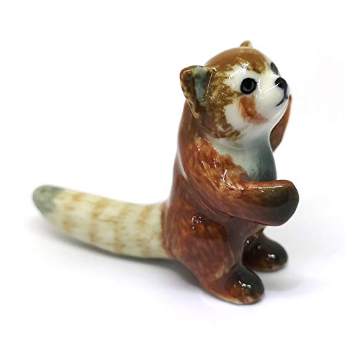 Ceramic Red Panda Figurine Animal Standing Craft Miniature Collectible Porcelain DIY Gift