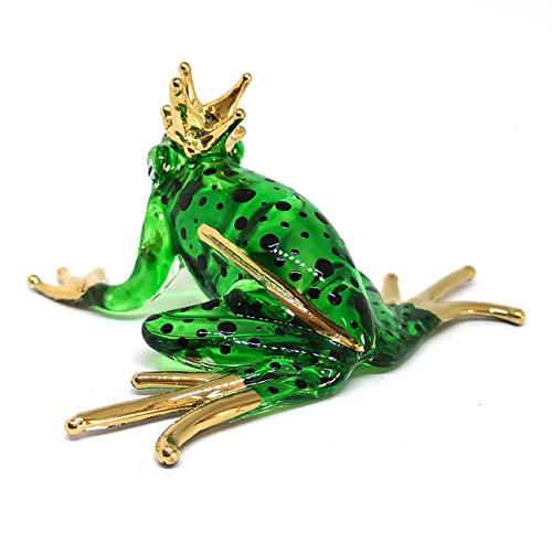 Prince Frog Glass Figurines Collectibles Hand Blown Painted Art Animal