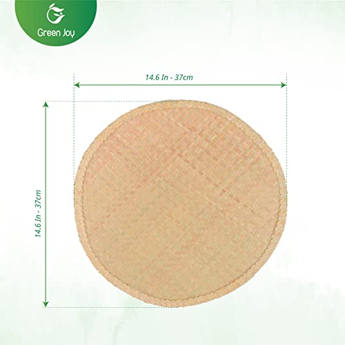 Woven Placemats for Dining Table - Green Placemats, Dining Table Set, Woven Placemats β Size 14.6 Inch β Heat Resistant, Non-Slip, Durable β Braided Placemats for Kitchen Table- Farmhouse Placemats Set of 6