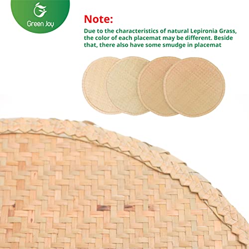 Woven Placemats for Dining Table - Green Placemats, Dining Table Set, Woven Placemats β Size 14.6 Inch β Heat Resistant, Non-Slip, Durable β Braided Placemats for Kitchen Table- Farmhouse Placemats Set of 6