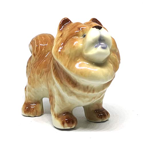 Ceramic Chow Chow Dog Breed Figurine Hand Painted Miniatures Animal Collectible
