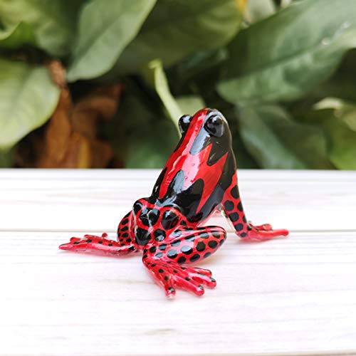 Glass Frog Figurine Red Poison Dart Animals Hand Blown Painted Collectible Gardening Gift Decoration for Home Statue