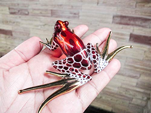 Blown Glass Frog Figurine Brown Dart Hand Painted Animals Collection Miniature Home Garden Decor