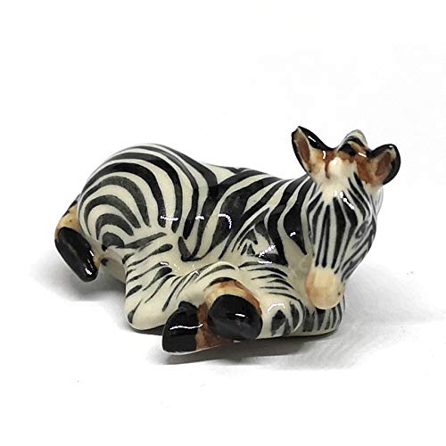 Zebra Figurine Ceramic Gift Collectibles Hand Painted Terrarium Garden Decor Set of 2
