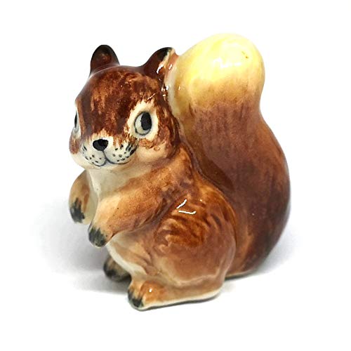 Set of 2 Squirrel Figurine Ceramic Gift Collectibles Hand Painted Terrarium Garden Decor Set of 2