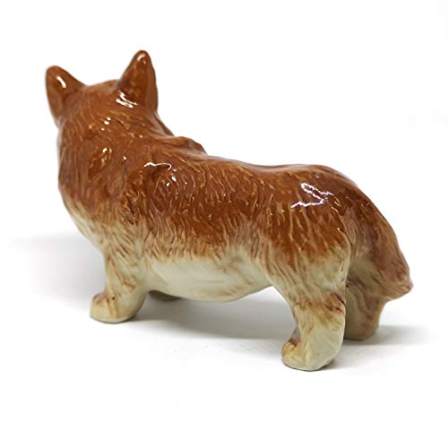 Corgi Dog Ceramic Figurine Funny Standing Hand Painted Porcelain Gift Collectible