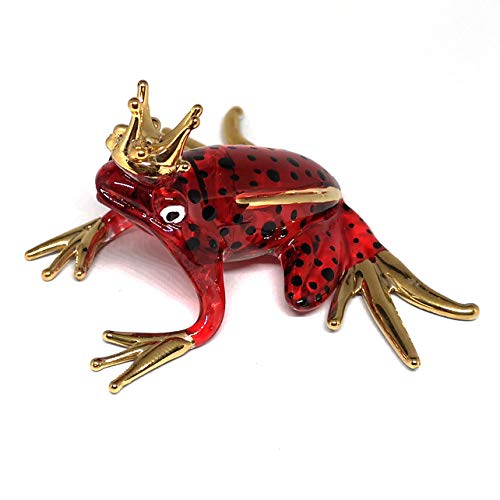 Prince Frog Glass Figurines Collectibles Red Hand Blown Painted Art Animals Miniature Garden Decor Statue Animal