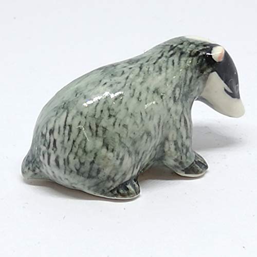 Tiny Ceramic Badger Figurine Craft Miniature Collectible Porcelain Animal Zoo